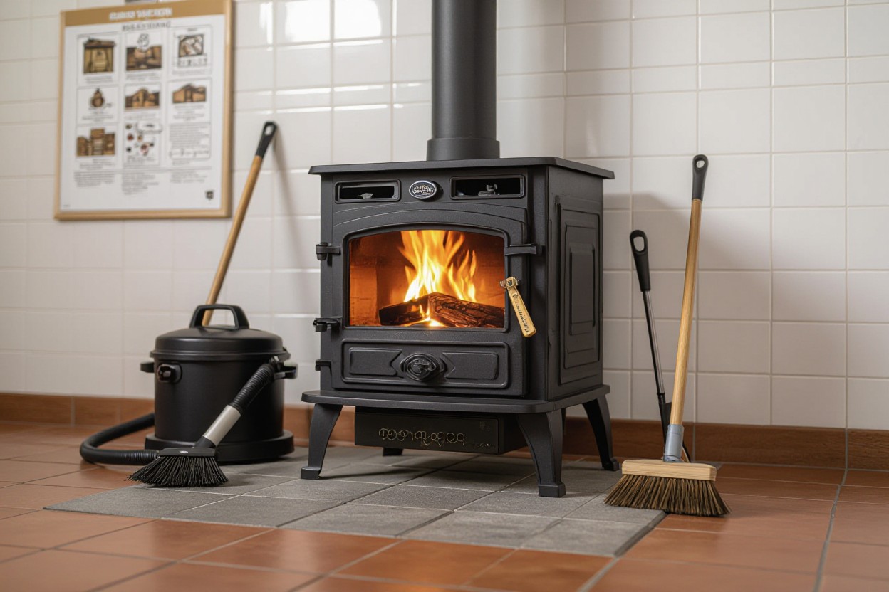 5 key facts about wood stoves today vwt wood stove in modern home with cleaning tools